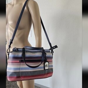 LRL Lauren Ralph Lauren Handbag Women Color Block Rainbow Excellent